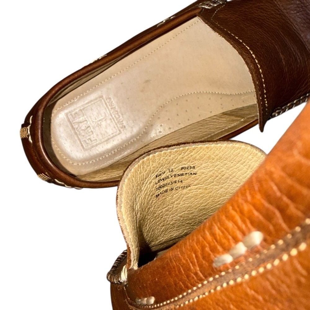 FRYE Brown Leather Moccasin Slip-Ons Driving Loafers Men’s Shoes - US Size 12 - Picture 13 of 14